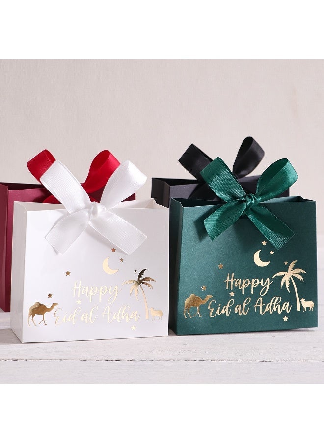 40PCS Happy Eid Mini Gift Bags – Ribbon Handle Party Favor Bags in Black, White, Red & Green for Eid al Adha & Ramadan Gifts - Image 3
