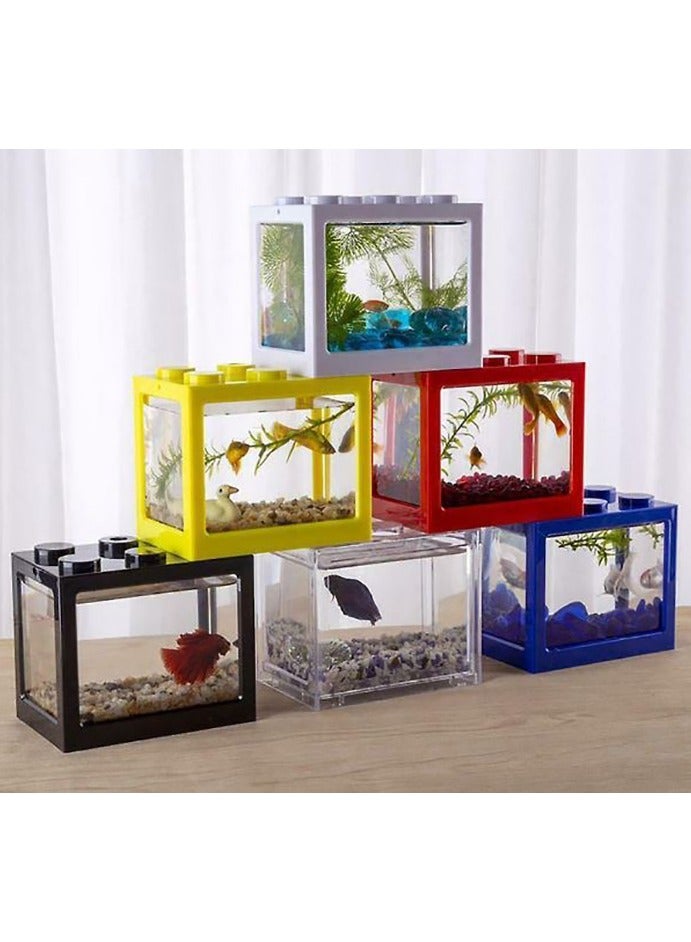Rubik DIY Mini Betta Fish Tank,Small Transparent Fish Aquarium Stackable Tank, Aquarium Lego Design Block (Orange) - Image 5