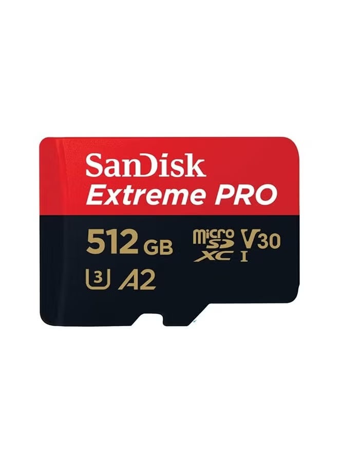 SanDisk 512GB Extreme PRO microSDXC card + SD adapter + RescuePRO Deluxe, up to 200MB/s, with A2 App Performance, UHS-I, Class 10, U3, V30, Black - Image 1