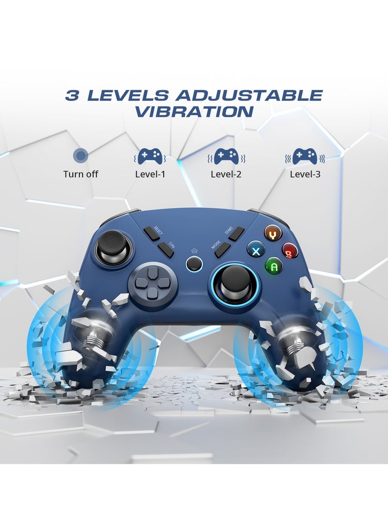 Wireless Gaming Gamepad Suitable for Switch, PC, Android, Simulates Real Vibration and Precise Buttons, Cool Gaming Controller for Children and Adults,Blue  - Image 3