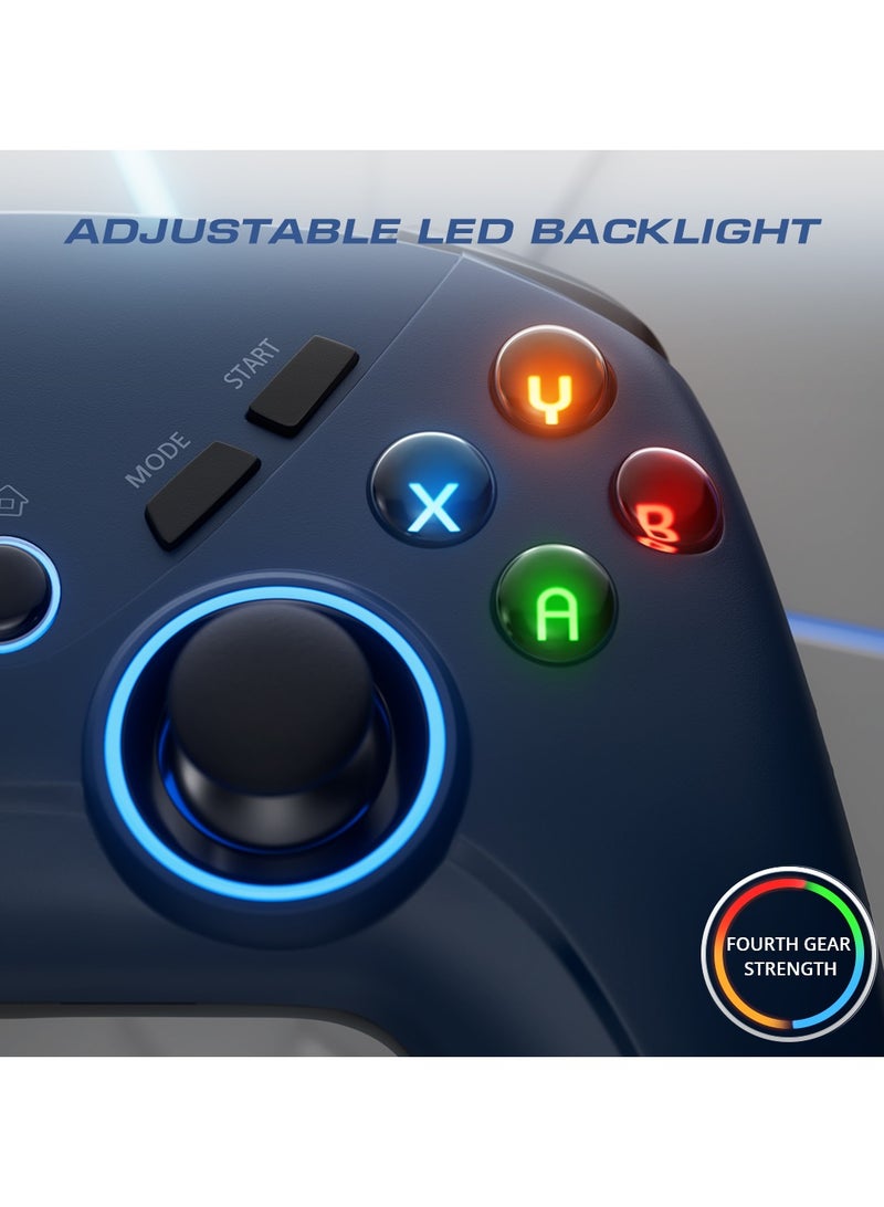 Wireless Gaming Gamepad Suitable for Switch, PC, Android, Simulates Real Vibration and Precise Buttons, Cool Gaming Controller for Children and Adults,Blue  - Image 4