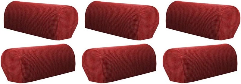 klarakoSet Of 6 Sofa Armrest Cover Stretch Fabric For Couches Armchairs Recliners klarakoWine Red, as described - Image 3