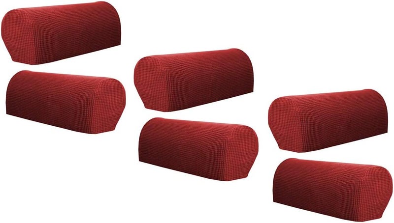 klarakoSet Of 6 Sofa Armrest Cover Stretch Fabric For Couches Armchairs Recliners klarakoWine Red, as described - Image 1