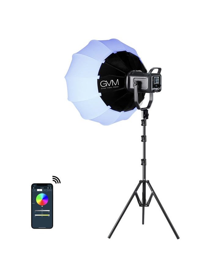 GVM Great Video Maker GVM 150W RGB Video Light Kit, 2700K~7500K Bi-Color LED Video Light Photography Studio Lighting Kit with Lantern Softbox & Stand, Continuous Output Lighting Kit with 8 Lighting Effects, CRI 97+  - Image 1