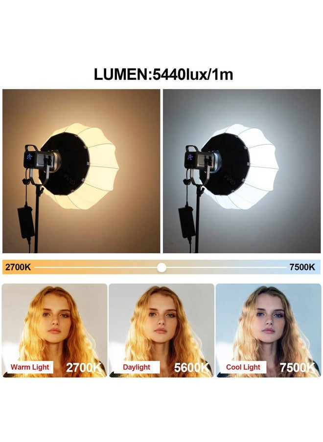 GVM Great Video Maker GVM 150W RGB Video Light Kit, 2700K~7500K Bi-Color LED Video Light Photography Studio Lighting Kit with Lantern Softbox & Stand, Continuous Output Lighting Kit with 8 Lighting Effects, CRI 97+  - Image 5