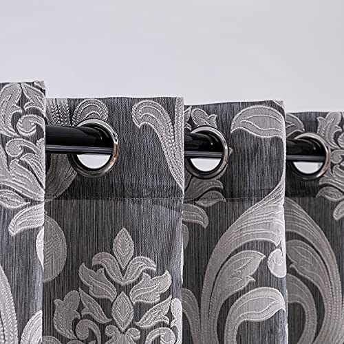 NAPEARL Damask Curtains for Living Room, Gothic Jacquard Curtain Drapes with Floral Patterns, Grey Curtains for Bedroom 108 Inch Length, Set of 2 Panels, Each 52 x 108 Inches - Image 5