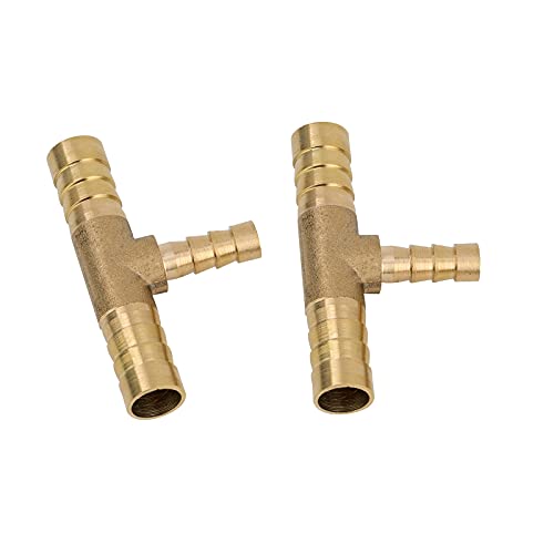 Pysrych Brass Hose Barb Fitting Reducing Tee 5/8" Barbed x 3/8" Barbed x 5/8" Barbed Reducer T-fitting 2pcs - Image 5