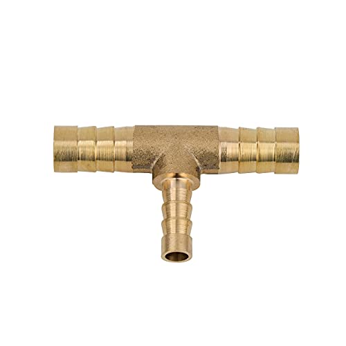 Pysrych Brass Hose Barb Fitting Reducing Tee 5/8" Barbed x 3/8" Barbed x 5/8" Barbed Reducer T-fitting 2pcs - Image 2