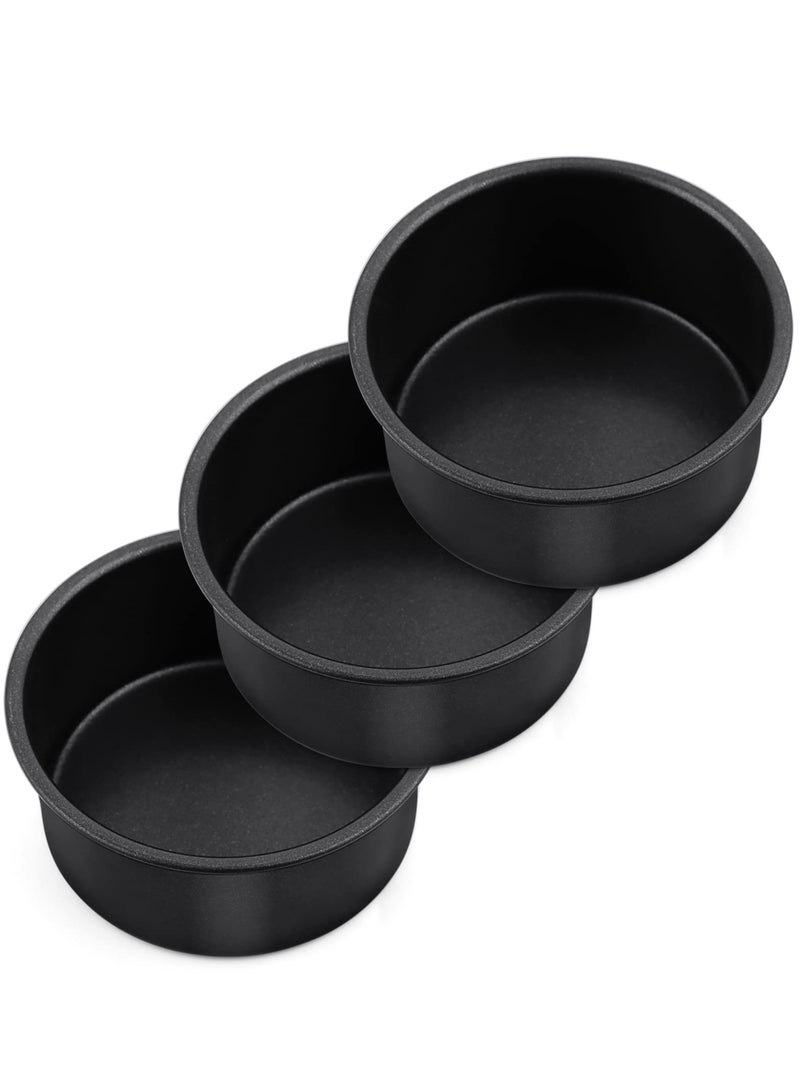 Zikra 4 Inch Cake Pan Set of 3 Nonstick Stainless Steel Small Round Cake Pans Tin for Baking Birthday Wedding Layer Cakes Straight Sides and 2 Inch Depth - Image 1