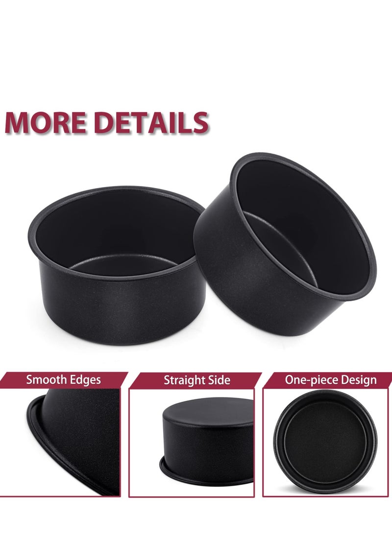 Zikra 4 Inch Cake Pan Set of 3 Nonstick Stainless Steel Small Round Cake Pans Tin for Baking Birthday Wedding Layer Cakes Straight Sides and 2 Inch Depth - Image 4