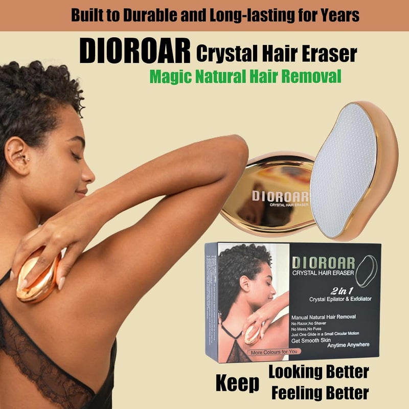 DIOROAR Crystal Hair Eraser,Upgrade Crystal Hair Remover,Physical Nano Glass Hair Removal Device,Painless Epilator and Exfoliator for Quick Silky Smooth Skin(Golden) - Image 2