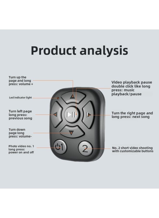 TikTok Ring Remote Control Brush Video Novel Flip Multi-function Mobile Phone Video Bluetooth Remote Control Selfie Device-Color:J6 Ring Remote Control Black-english Box  - Image 4