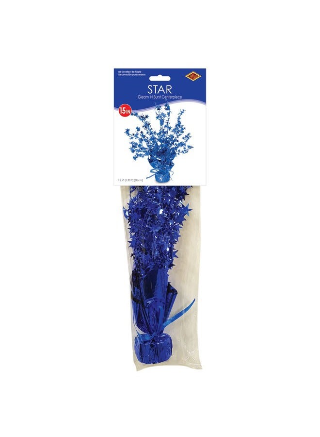 Beistle Star Gleam 'N Burst Centerpiece, Blue Table Adornment for Special Events & Parties, Metallic Table Display & Star Decorations, 15"  - Image 5