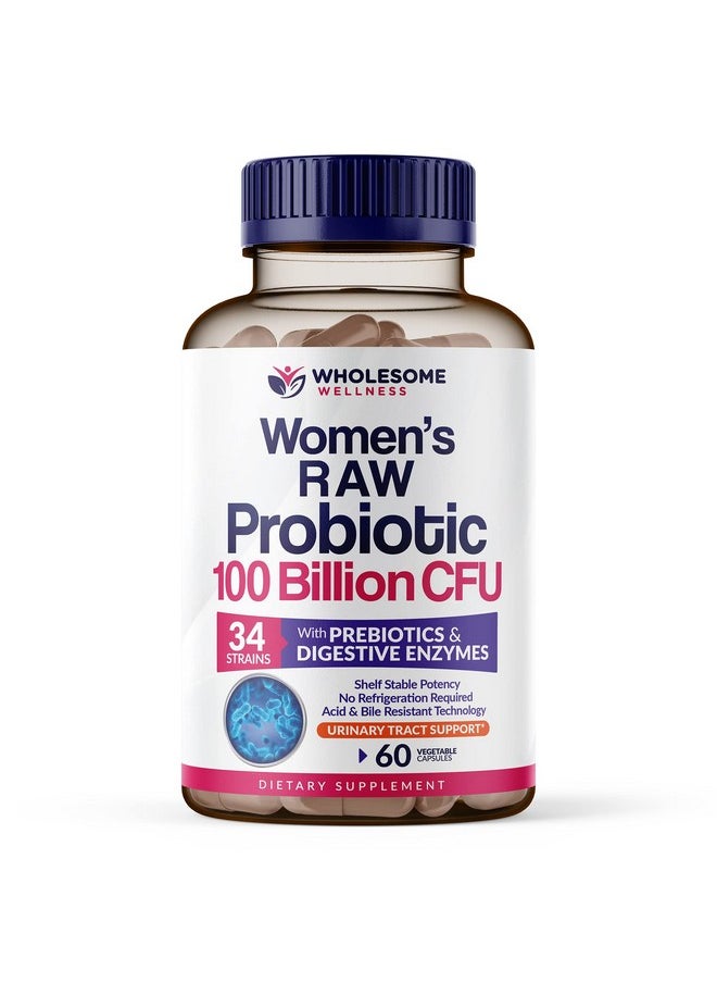 Wholesome Wellness - Dr. Formulated Raw Probiotics For Women 100 Billion Cfus With Prebiotics Digestive Enzymes Approved Women - Image 1
