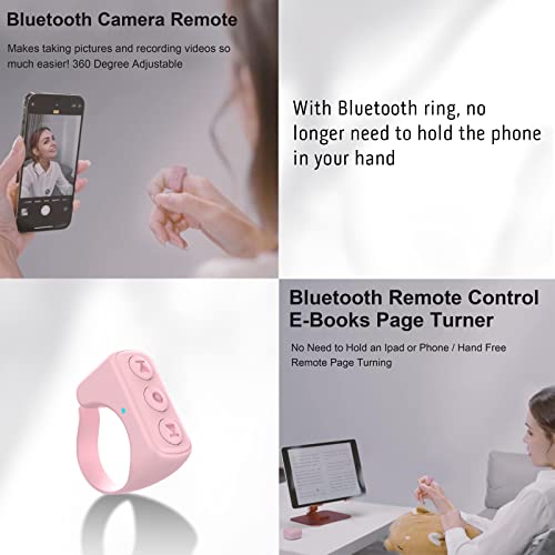 GEVO TIK Tok Bluetooth Remote Control Page Turner for iPhone Android Ipad Cell Phone Camera Remote Shutter Selfie Button, Bluetooth Ring (Pink) - Image 3