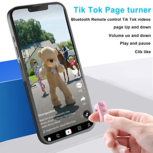 GEVO TIK Tok Bluetooth Remote Control Page Turner for iPhone Android Ipad Cell Phone Camera Remote Shutter Selfie Button, Bluetooth Ring (Pink) - Image 2