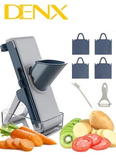 Denx Multifunctional Vegetable Cutter, Mandolin Slicer Kitchen Vegetable Cutter, Safety Potato Slicer, Food Chopper Grater Slicer For Vegetable Fruit Meat With Container Replaceable Blades  - Image 2