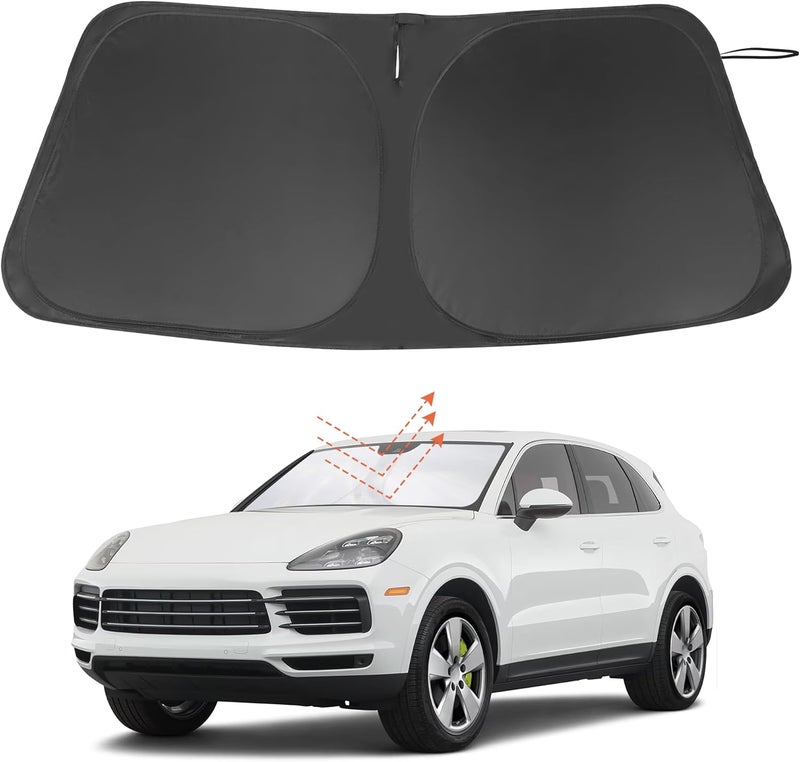 LHFLIVE Windshield Sun Shade Custom Fit for 2019-2024 2025 Porsche Cayenne Accessories Foldable Sunshade Sun Blocker Protect Car from Sun Rays & Heat Damage Keep Car Cooler - Image 1