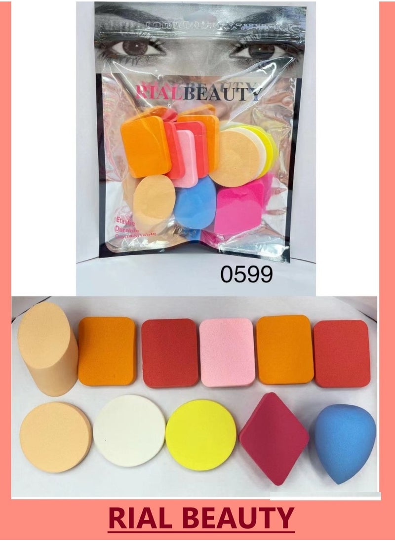 RIAL BEAUTY 11-Piece Various Shape Foundation Sponge Multicolour 