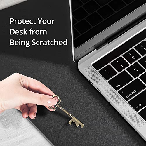SIIG Extra Large Desk Mat on top of Desk Blotter Protector - 36" x 22" Vegan Leather Mouse Mat for Office, Home Office, Desktop Computer, Laptop, Keyboard and Mouse - Black - Image 2