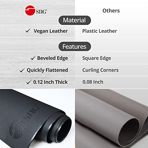 SIIG Extra Large Desk Mat on top of Desk Blotter Protector - 36" x 22" Vegan Leather Mouse Mat for Office, Home Office, Desktop Computer, Laptop, Keyboard and Mouse - Black - Image 3