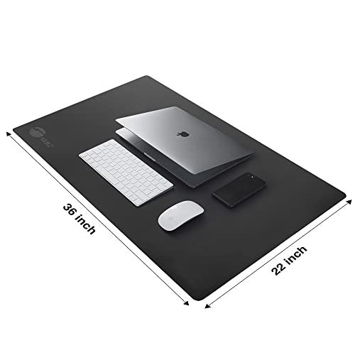 SIIG Extra Large Desk Mat on top of Desk Blotter Protector - 36" x 22" Vegan Leather Mouse Mat for Office, Home Office, Desktop Computer, Laptop, Keyboard and Mouse - Black - Image 5