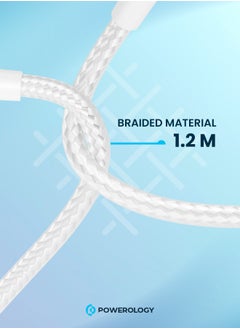 Powerology MFI Braided Type-C to Type-C and Lightning 2in1 C94 Cable 1.2M - White  - Image 3