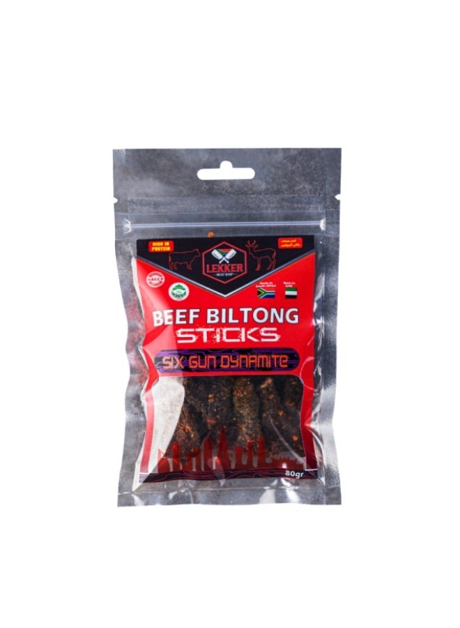 Beef Biltong Sticks, Six Gun Dynamite - 80g, UAE
