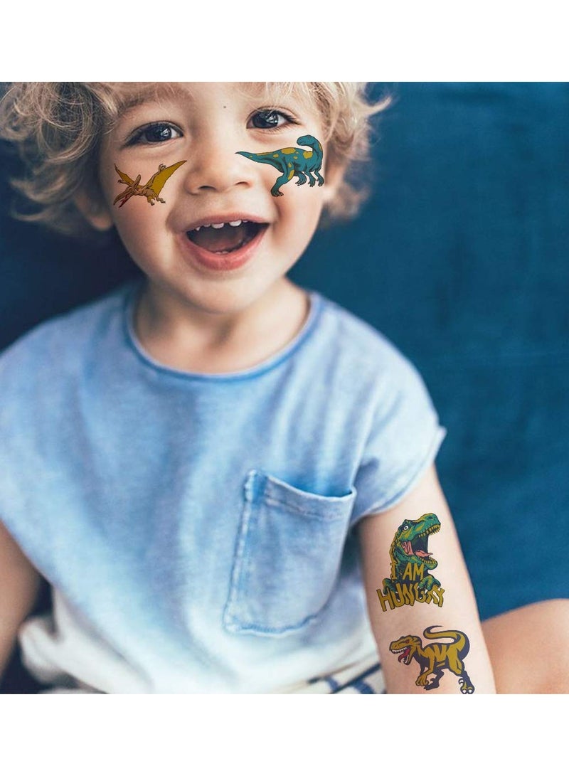 قوس قزح أورينبو 8 أوراق وشم مؤقتة معدنية على شكل ديناصور للأطفال 70 نمطًا معدنيًا لامعًا ذهبيًا لتزيين حفلات أعياد الميلاد على شكل ديناصورات هدايا للأولاد والأطفال - Image 3