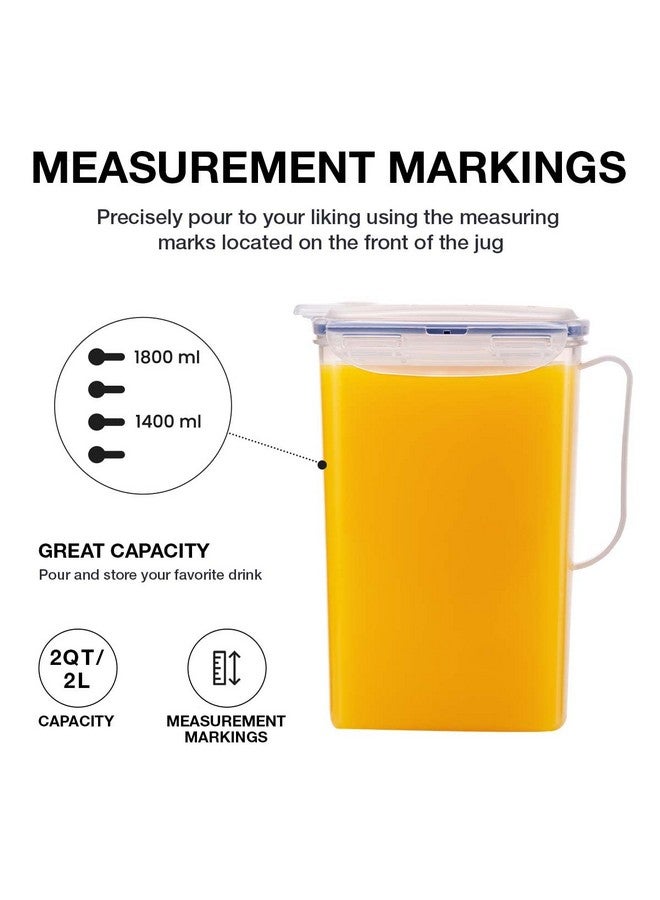 لوك اند لوك إبريق ماء لوك أند لوك أكوا، باب ثلاجة، بمقبض، إبريق بلاستيكي خالٍ من مادة BPA، مع غطاء قابل للطي، مثالي لصنع الشاي والعصائر، سعة 2 كوارت، شفاف - Image 4