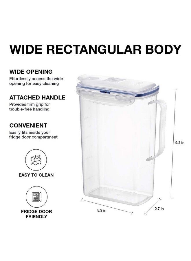 لوك اند لوك إبريق ماء لوك أند لوك أكوا، باب ثلاجة، بمقبض، إبريق بلاستيكي خالٍ من مادة BPA، مع غطاء قابل للطي، مثالي لصنع الشاي والعصائر، سعة 2 كوارت، شفاف - Image 3