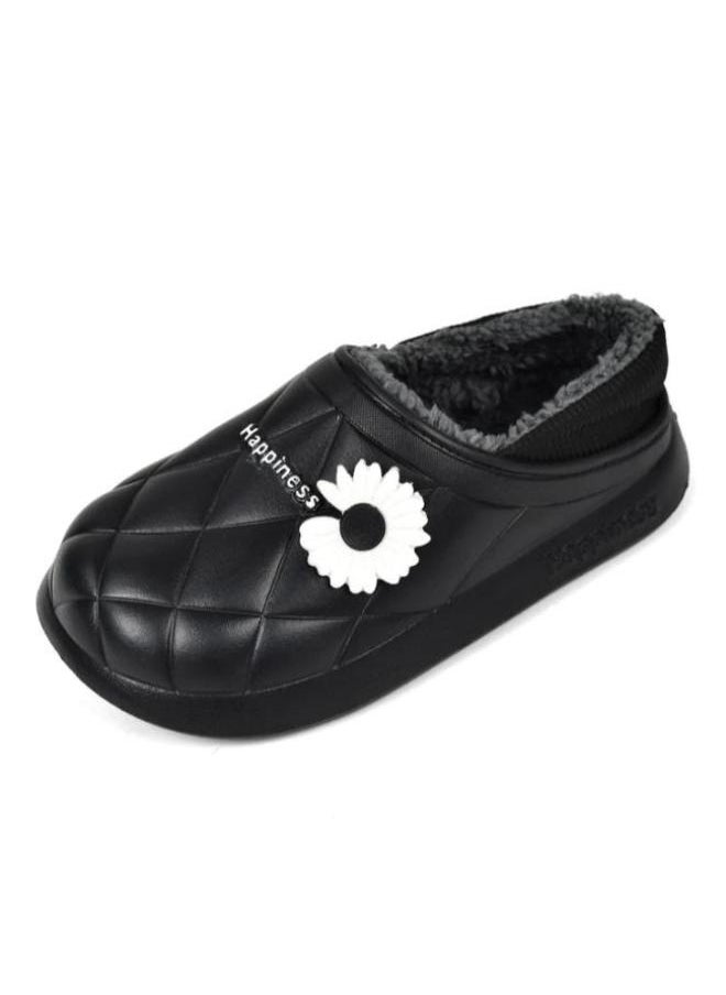 Generic - Colorful and fur winter slippers for children and adultsfor girls and women, a special design for children, a toe pattern,a cushioned sole for children’s clogs, random decoration ,Black - Image 1