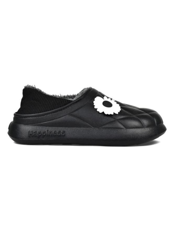 Generic - Colorful and fur winter slippers for children and adultsfor girls and women, a special design for children, a toe pattern,a cushioned sole for children’s clogs, random decoration ,Black - Image 1