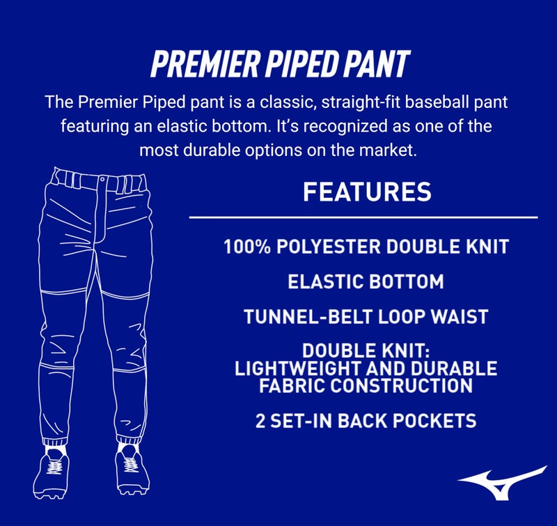 Mizuno mens Premier Piped Pant, Grey-black, X-Small US - Image 4