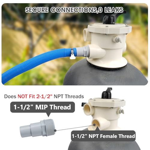 TidyMister Universal Combo Pool Hose Adapter Replacement, 1-1/4" or 1-1/2", 3 Pack Fits Above-Ground Pool Pump, Filter, Skimmer - Compatible with Hayward SPX1091Z7 or SPX1091Z4 - Image 4