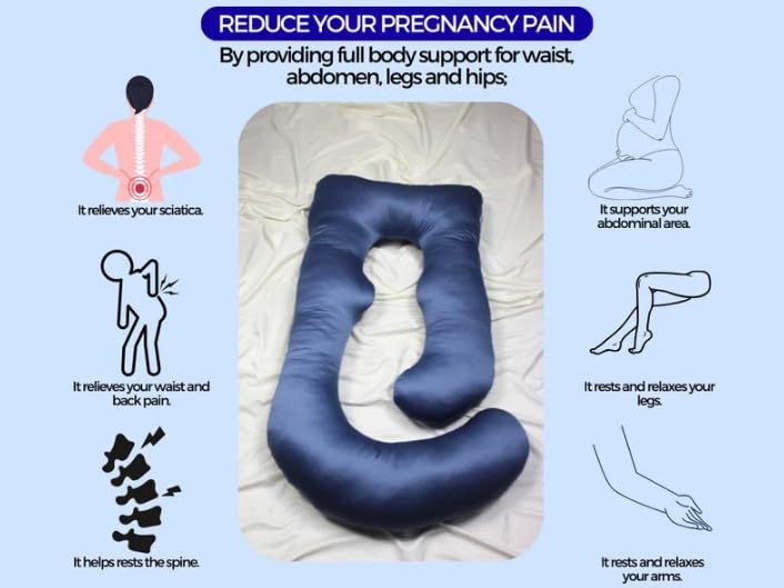 Softac Pregnancy Pillow Baby Sitting Support with Removable Premium Cotton Cover, Tummy Time Support for Baby, (Grey) (Blue-G) - Image 3