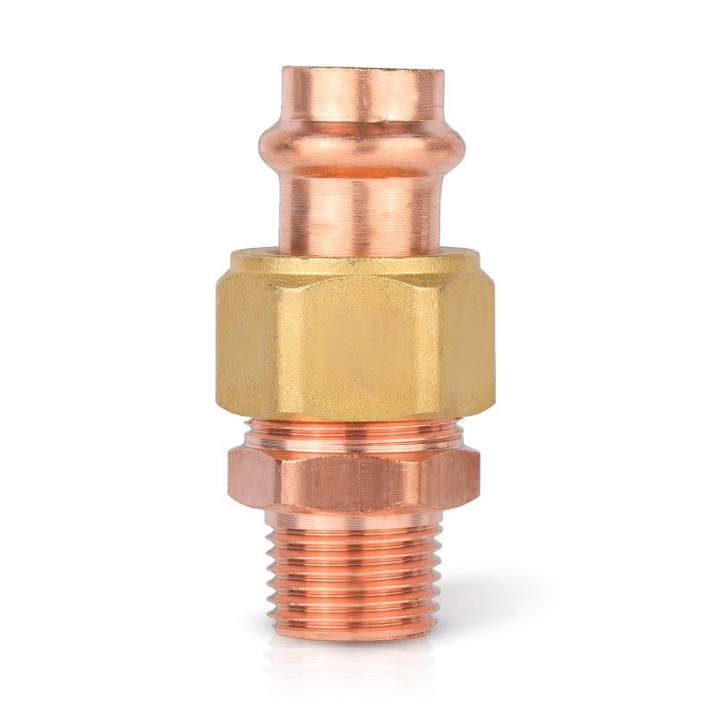HeSun 1Pack HeSun Copper Union Press Male Adapter 1 Male NPT x 1 Pressure Fittings MNPT x P for Copper Tube ConnectionPRESS073 - Image 2