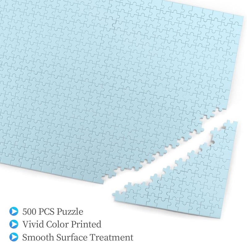 Phayah 500 قطعة لغز للأشخاص البالغين ديكور المنزل هدية حفلة عيد ميلاد أزرق - Image 3
