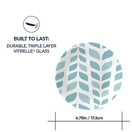 Corelle Vitrelle 6.75" Salad Appetizer Plate Set, Triple Layer Glass and Chip Resistant, Lightweight Round Plates, 6-Piece Northern Pines - Image 4