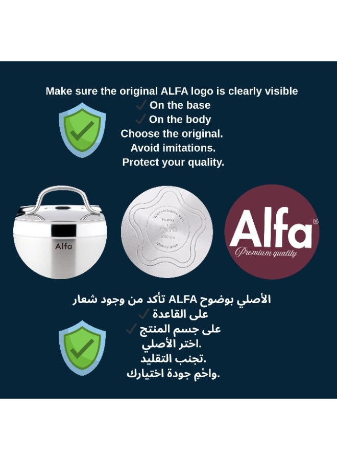 ALFA Original 9 Piece 18/10 Stainless Steel Cookware Set Induction Compatible 3 Deep Pots 1 Low Pot 1 Fry Pan Premium Pots and Pans Made in Türkiye - Image 4