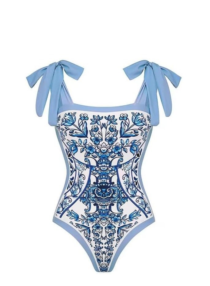 Showday Showday Women's Retro Two-Piece Swimsuit with Cover-Up Slimming One-Piece Swimsuit & Long UV Protection Beach Dress Tummy Control Padded Swimwear for Swimming Red Sea Vacations  - Image 3