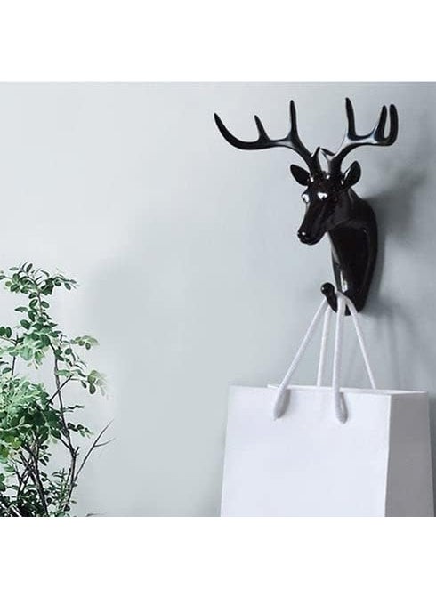 PURCHASE PLUSE PURCHASE PLUSE Deer Head Self Adhesive Wall Door Hook Hanger Hooks Head Rack Holder Unique Deer Head Hanger Hanger Animal Shaped Coat Hat Hook Heavy Duty 2 pcs  - Image 2