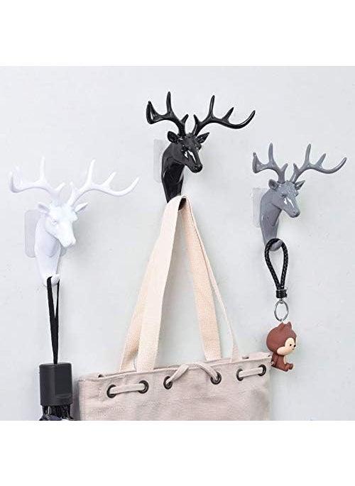 PURCHASE PLUSE PURCHASE PLUSE Deer Head Self Adhesive Wall Door Hook Hanger Hooks Head Rack Holder Unique Deer Head Hanger Hanger Animal Shaped Coat Hat Hook Heavy Duty 2 pcs  - Image 5