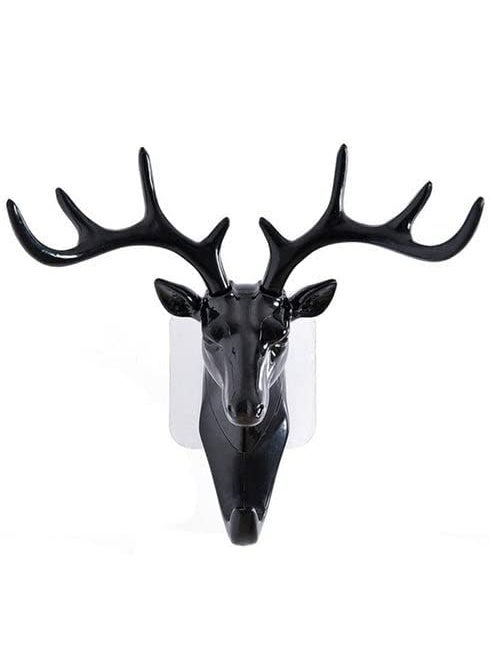 PURCHASE PLUSE PURCHASE PLUSE Deer Head Self Adhesive Wall Door Hook Hanger Hooks Head Rack Holder Unique Deer Head Hanger Hanger Animal Shaped Coat Hat Hook Heavy Duty 2 pcs  - Image 1
