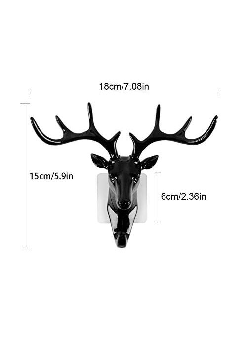 PURCHASE PLUSE PURCHASE PLUSE Deer Head Self Adhesive Wall Door Hook Hanger Hooks Head Rack Holder Unique Deer Head Hanger Hanger Animal Shaped Coat Hat Hook Heavy Duty 2 pcs  - Image 4