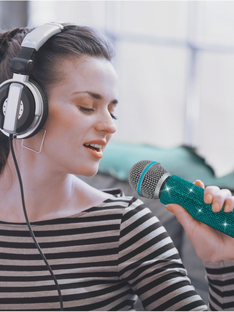 RhymKawa Microphone Cover for Shuer Wireless Microphone SM58, Beta58 Series Decorative Cyan Sleeve Replacement, Bling on Party Live Steam TV Stage Show Event Sparkly, Lake Blue (Mic Not Included) - Image 4