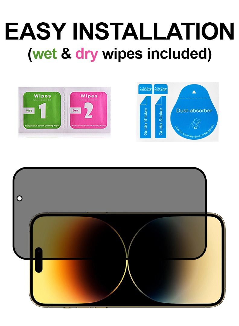 Theodor Privacy Anti-Spy Tempered Glass Screen Protector For IPHONE 14 PRO 6.1 Black  - Image 3