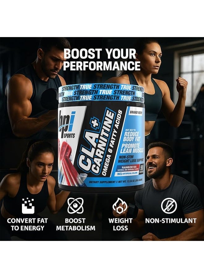 BPI Sports CLA + Carnitine Omega 6 Fatty Acids Rainbow Ice Flavor - Non-Stim Weight Loss Support, 350g, 50 Servings - Image 5