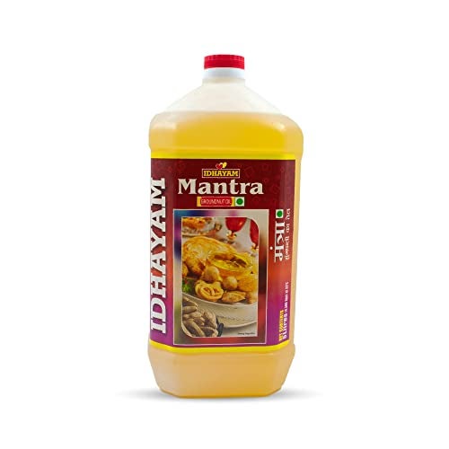 Idhayam Mantra Groundnut Oil - Zero Cholesterol & Transfats - Rich in Flavour & High Smoke Point - Nutrient Rich Oil for Optimum Health - Healthy Cooking Oil (5 Litre) - Image 1