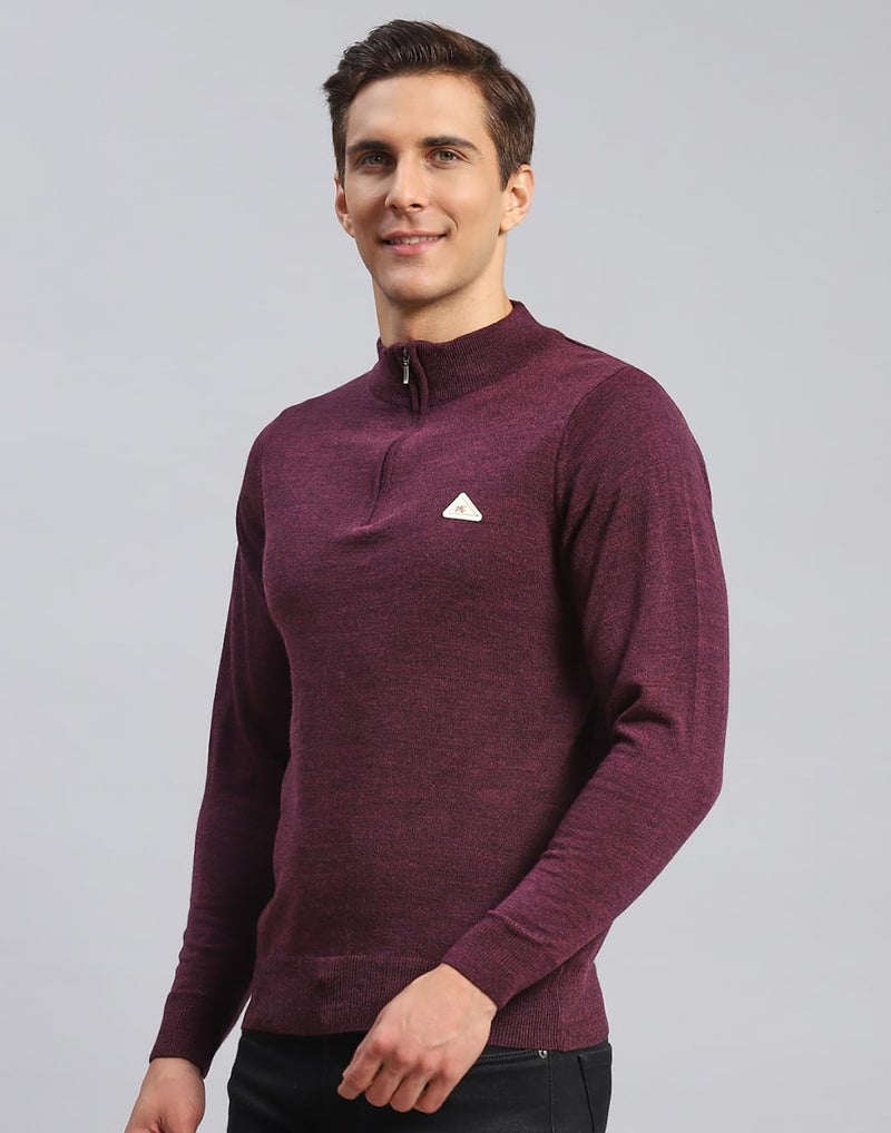 Monte Carlo Mens Solid Purple High Neck Full Sleeve Pullover (1240523HZ-1160-46) - Image 2